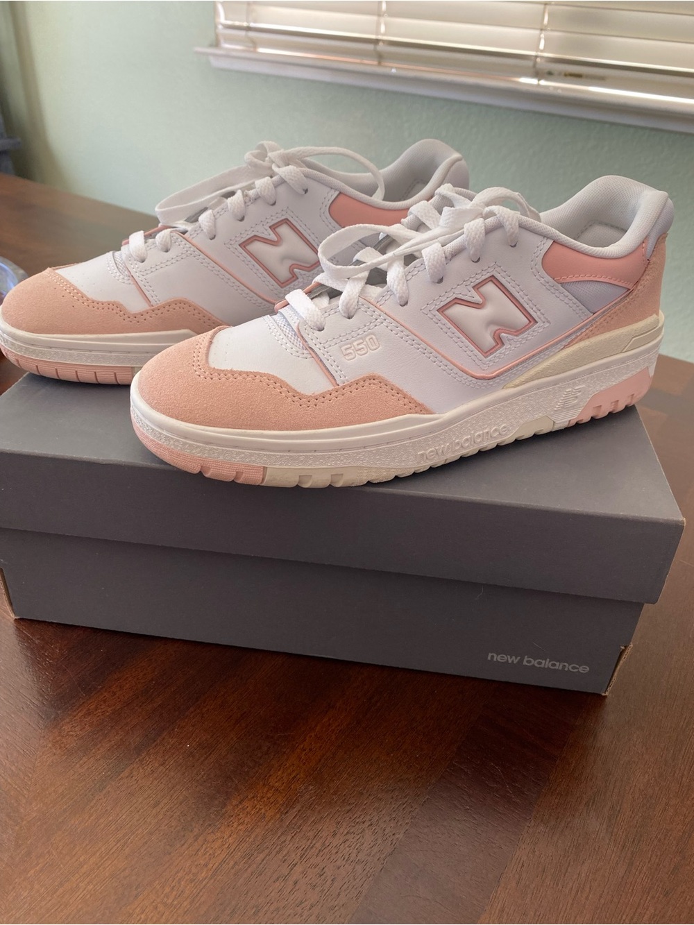 New Balance Women's 550 Sneakers - White & Light Pink